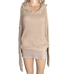 Tavik Open Knit Tan Hooded Top Summer Beachwear Size Small Women’s